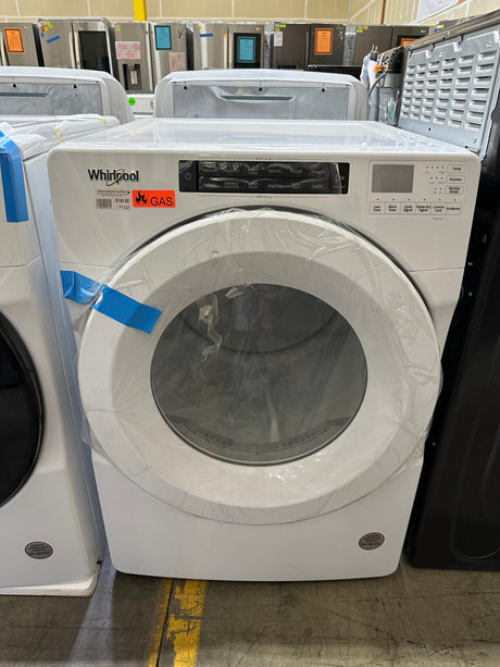 WHIRLPOOL WGD5620HW3 7.4 cu. ft. Front Load Gas Dryer with Intuitive Touch Controls in showroom.