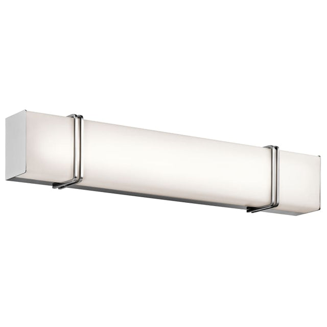 Kichler Lighting 45839CHLED - Impello Vanity Light with sleek chrome finish and frosted glass diffuser for warm ambiance.