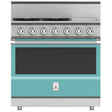 Hestan KRG364GD-NG-TQ - 36 Inch Freestanding Professional Gas Range with 4 Sealed Burners, 12 Inch Griddle, - Bora Bora Turquoise, Natural Gas.