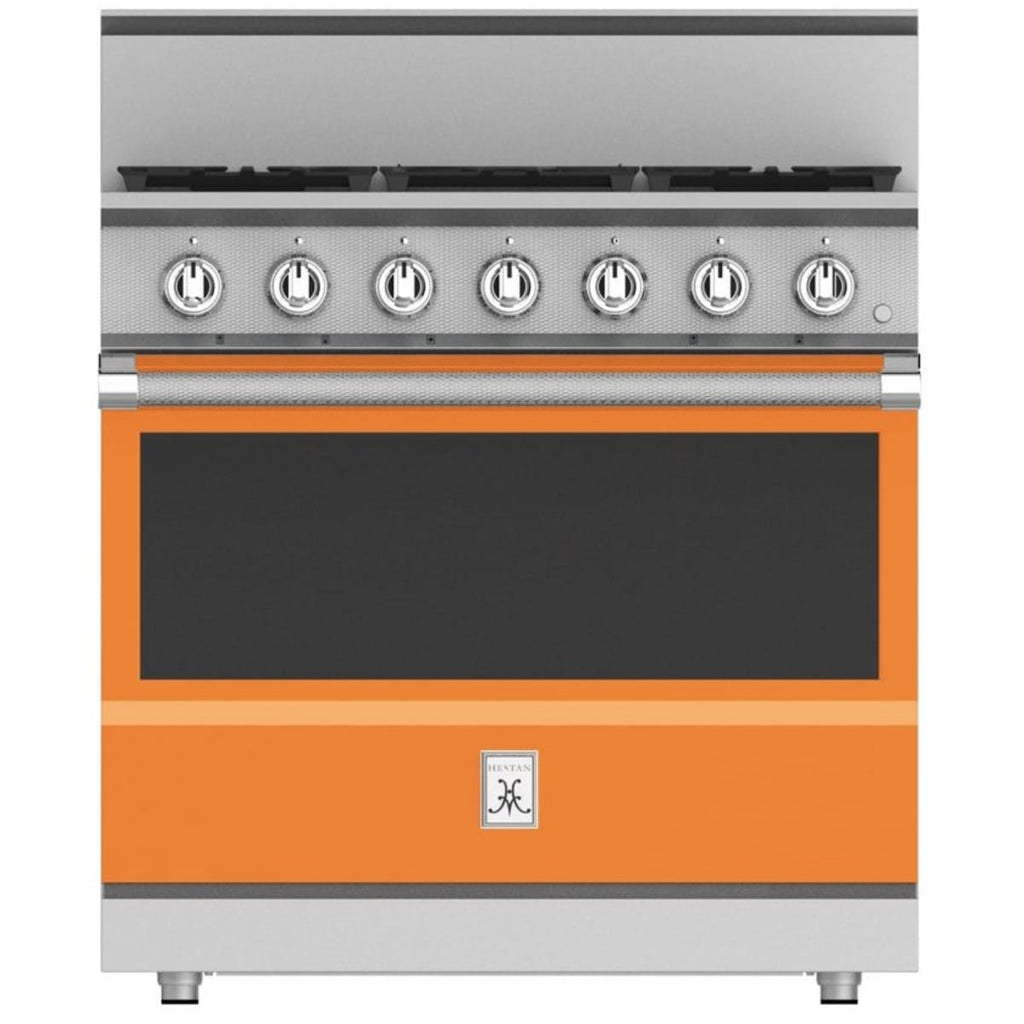 Hestan KRG365-LP-OR - 36 Inch Freestanding Professional Gas Range, 5.8 Cu. Ft. Capacity: Citra Orange, Liquid Propane