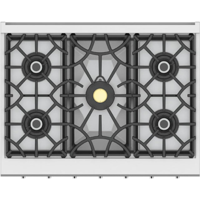 Hestan KRT365-LP - 36 Inch Gas Rangetop with 5 Sealed Burners, Liquid Propane and heavy-duty grates for premium cooking.