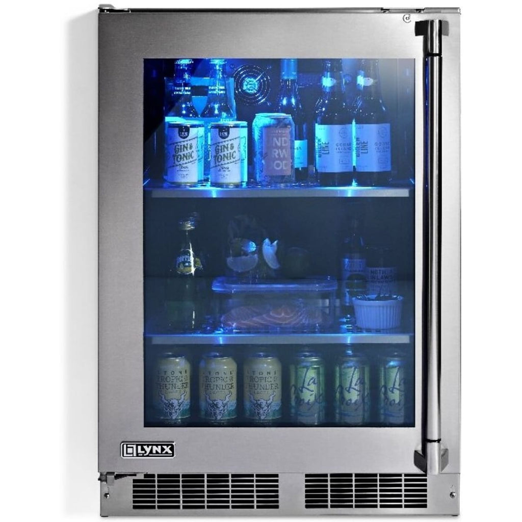 Lynx under-counter refrigerator with glass door
