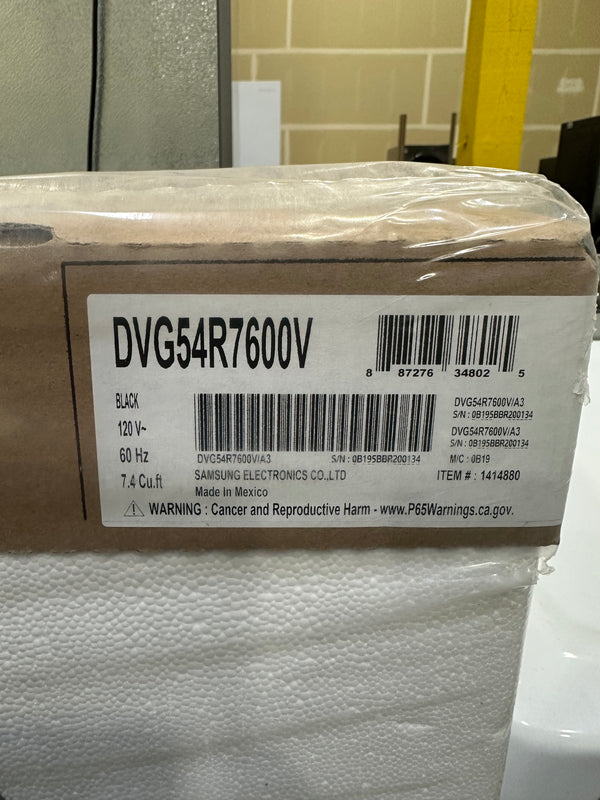 SAMSUNG DVG54R7600V gas dryer packaging