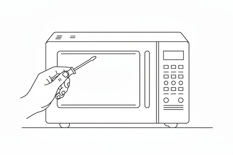 on the left side add a line art hand holding a screwdriver