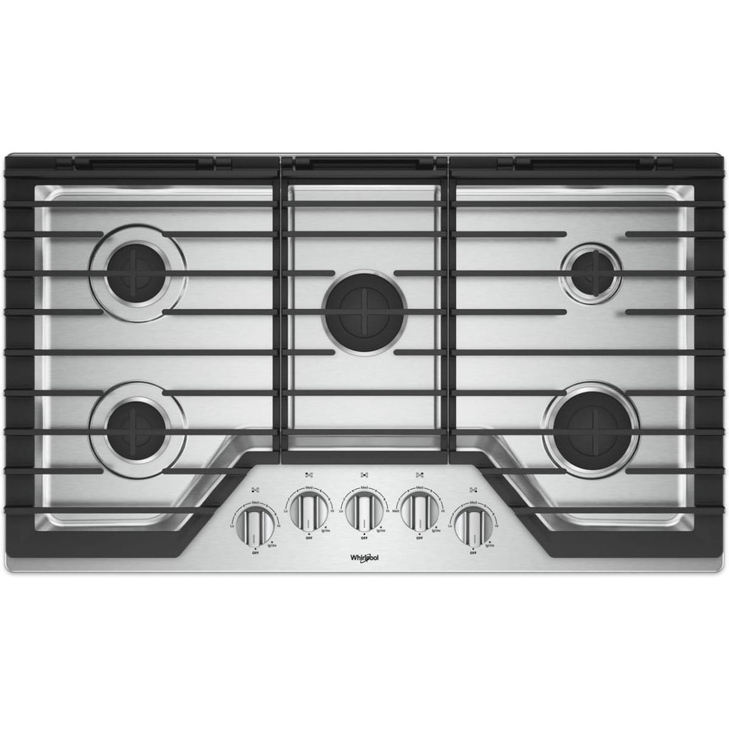 Whirlpool gas cooktop with five burners