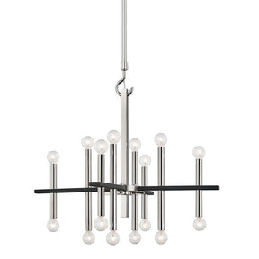 Hudson Valley H296816-PN/BK - Colette Chandeliers, 16-light, 40W, Polished Nickel, Black Finish.