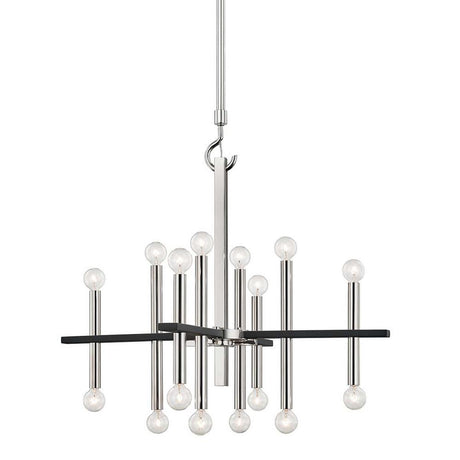 Hudson Valley H296816-PN/BK - Colette Chandeliers, 16-light, 40W, Polished Nickel, Black Finish.
