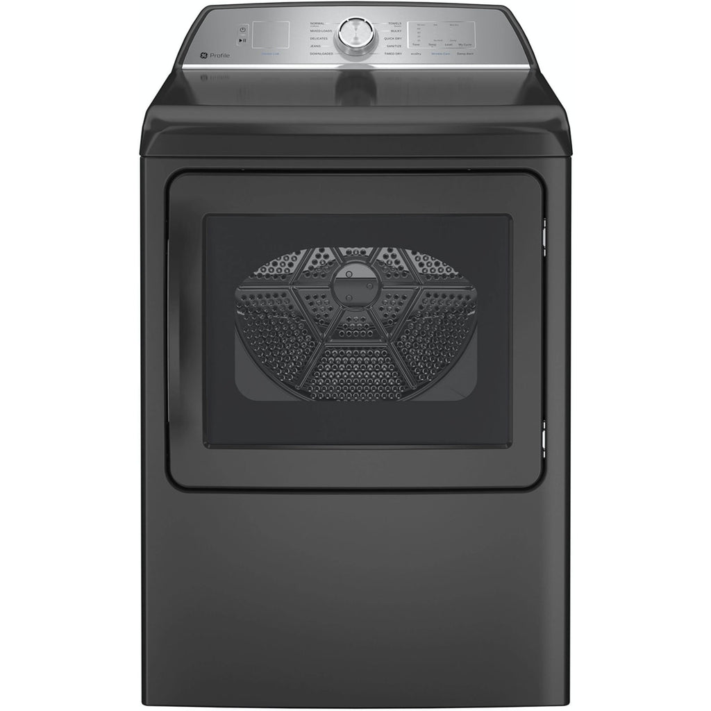 GE Profile PTD60EBPRDG 27 Inch Electric Dryer with 7.4 Cu.Ft. Capacity, Built-In WiFi Powered by SmartHQ™, Washer Link, Sanitize Cycle, My Cycle, Quick Dry, Sensor Dry, Eco Dry, and Energy Star Qualif