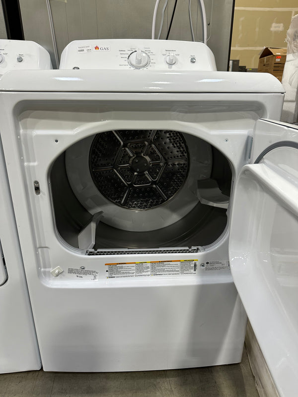 GE Gas Dryer interior view with aluminized alloy drum