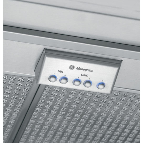 Monogram ZVC42LSS 42 Inch Custom Hood Insert with 1,200 CFM Internal Dual Blowers, 4-Speed Fan, 4-Level Halogen Lamps and ADA Compliant Remote-Mount Option