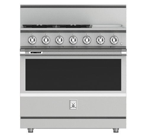 Hestan KRG364GD-NG - 36" 4-Burner Dual Fuel Range with 12" Griddle - Luxury appliances sale.