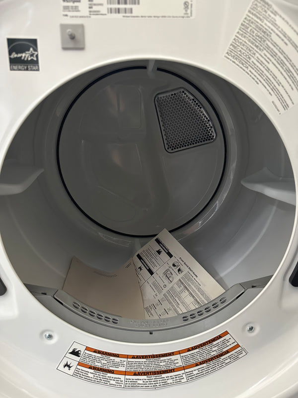 Whirlpool electric dryer interior with manual