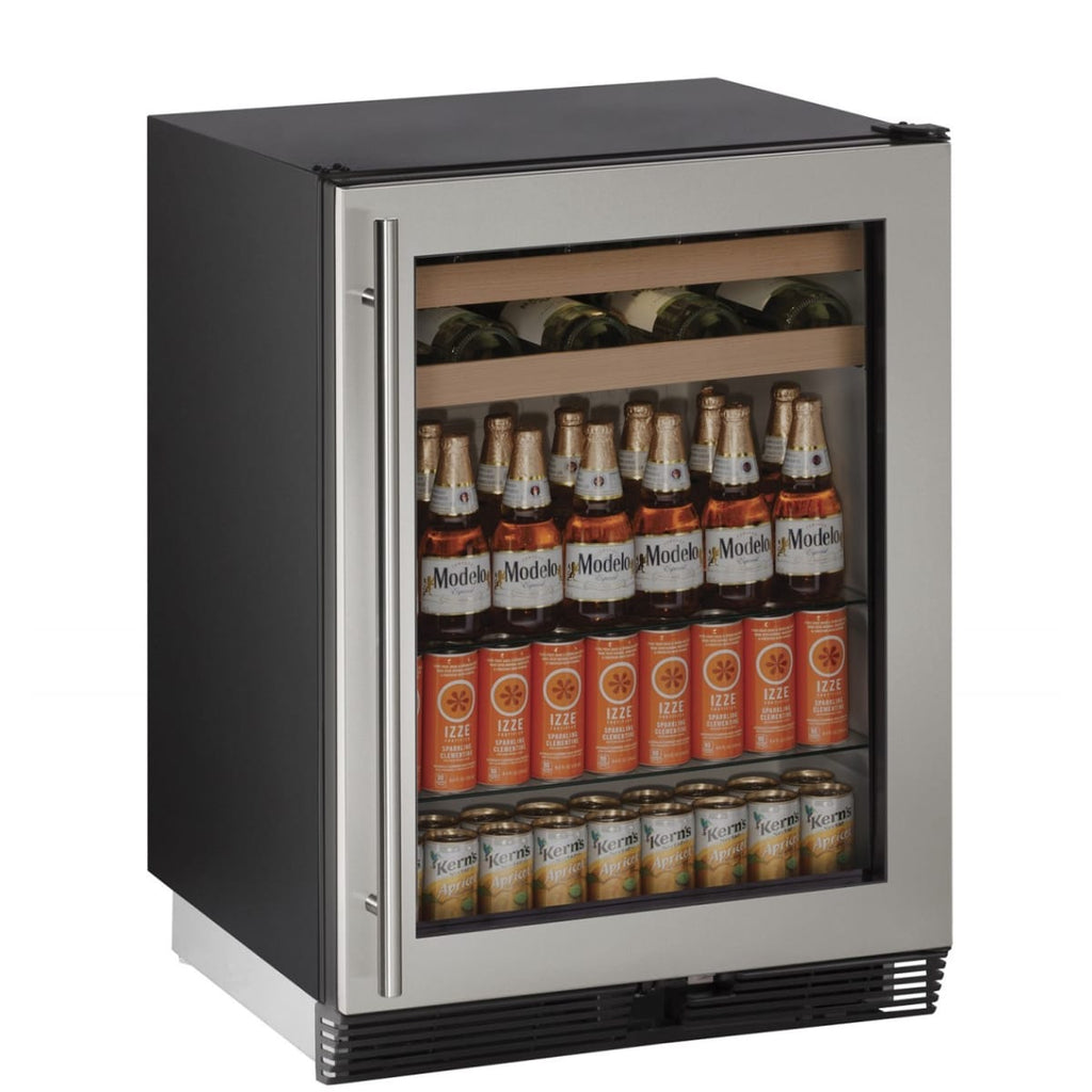 U-Line Built-in Beverage Center with bottles