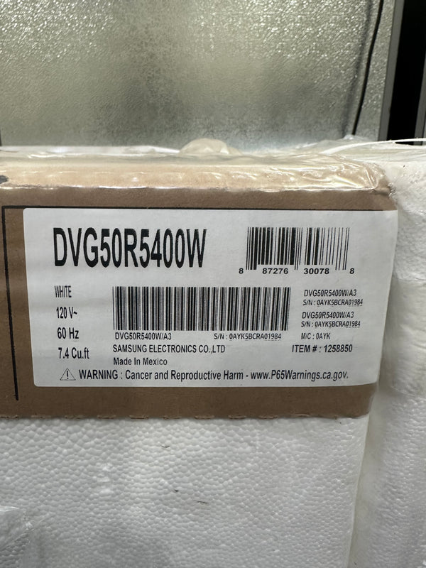 SAMSUNG Gas Dryer DVG50R5400W label